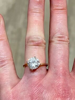 2 Carat Look Solitaire Ring 14K Gold Electroplated Size 6.25